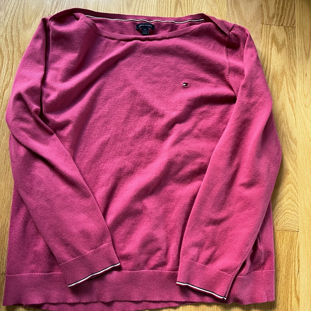 Tommy Hilfiger Pink Long Sleeves Boat Neck Sweater